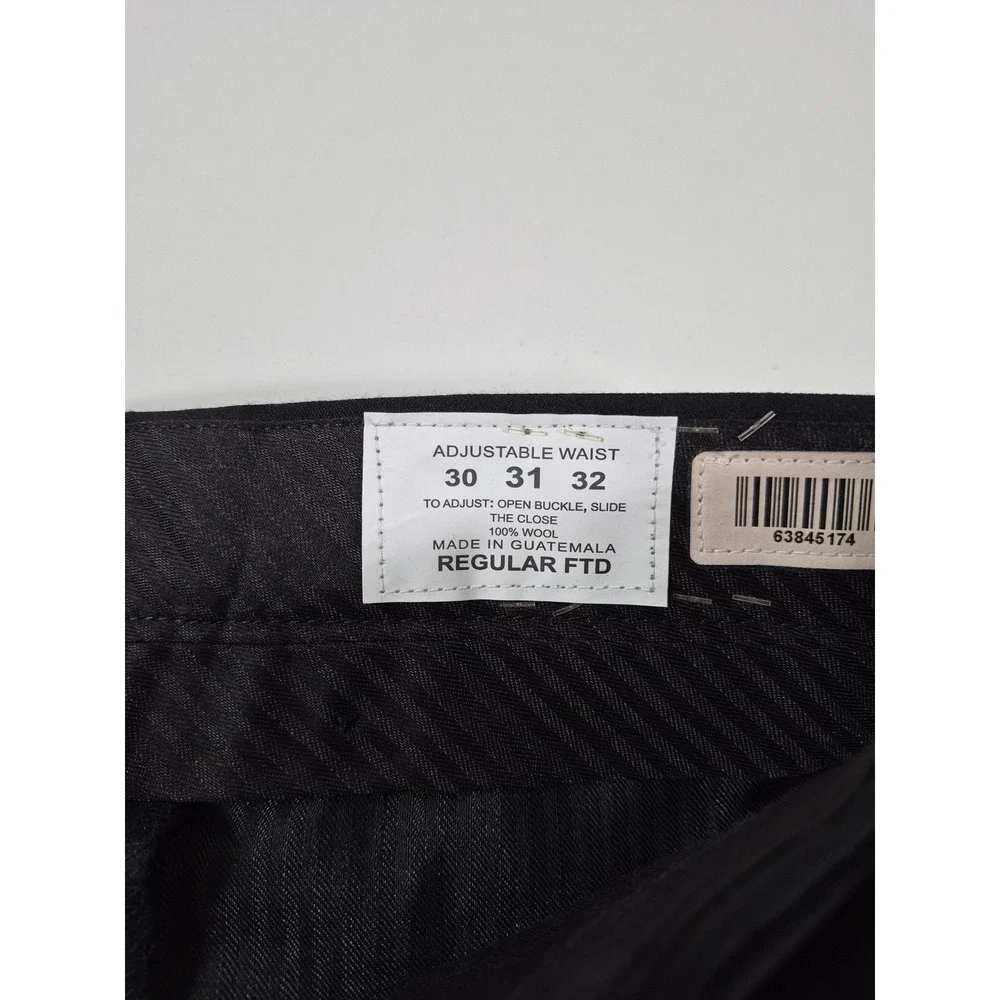 Dress Pants Mens 31x36 Black Wool Flat Front Adjustable Waist Unhemmed